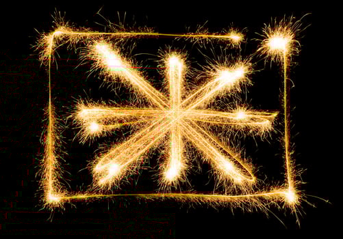 Flag of Great Britain made of sparkles on black photo