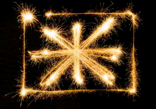 Flag of Great Britain made of sparkles on black photo