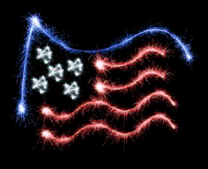 Flag of USA made of sparkles on black photo