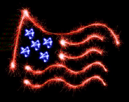 Flag of USA made of sparkles on black photo