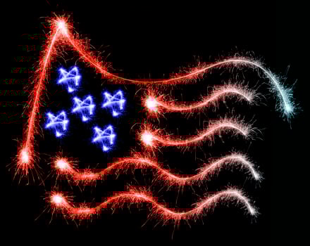 Flag of USA made of sparkles on black photo