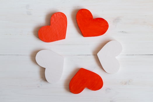 Heart shaped wooden pieces photo