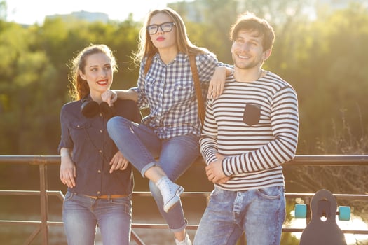 Smiling friends having fun outdoors photo