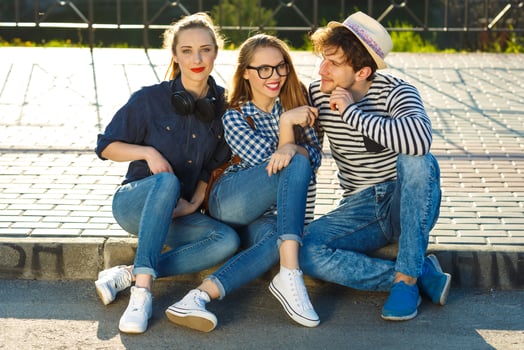 Smiling friends having fun outdoors photo