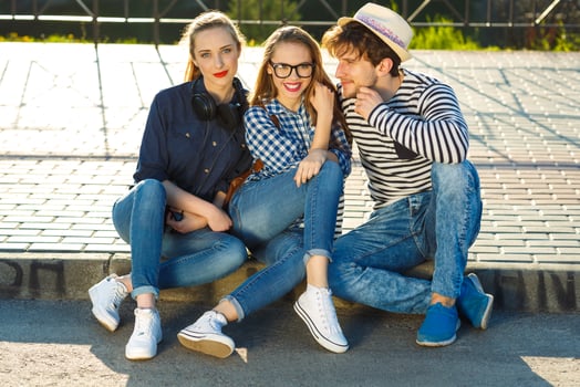Smiling friends having fun outdoors photo