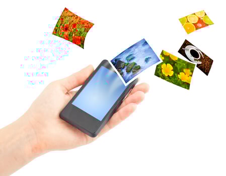 Mobile phone in hand. photo