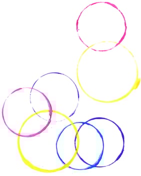 Colored circles made with paint photo