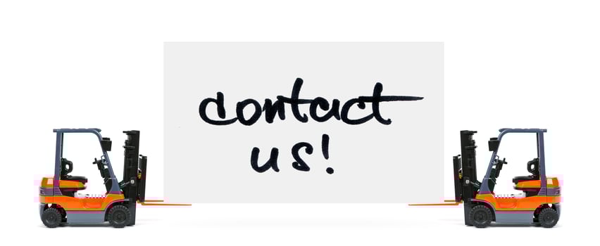 Two truck holding a card Contact Us photo