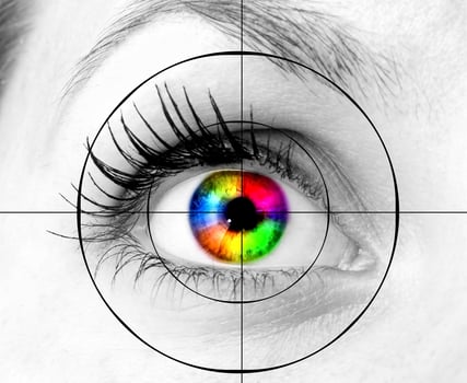 Human eye with target photo