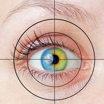 human eye with target photo