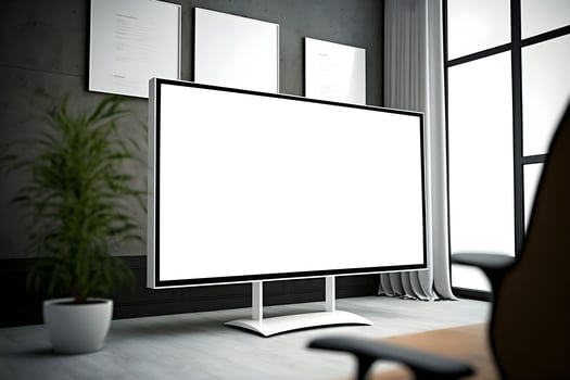 wide horizontal led screen in presentation or conference room, led screen presentation mockup photo