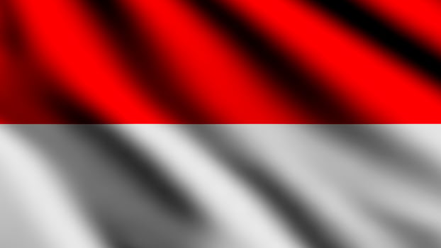 Indonesia flag waving in the wind with 3d style background photo