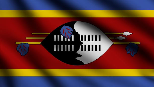 Swaziland flag waving in the wind with 3d style background photo