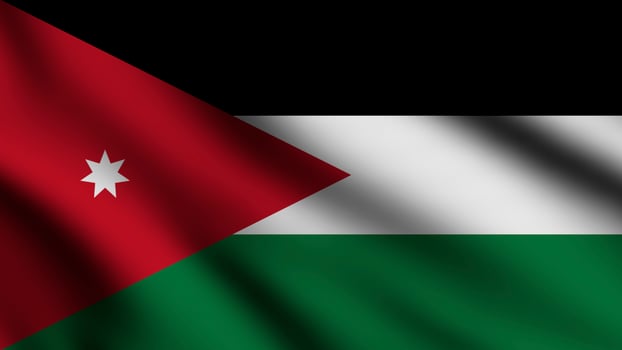 Jordan flag waving in the wind with 3d style background photo
