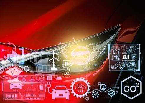 EV eco Car 2023 technology screen dashboard car tech happy new technology 2023. for transport automotive automobile industrial and car business car new year 2023 technology auto photo