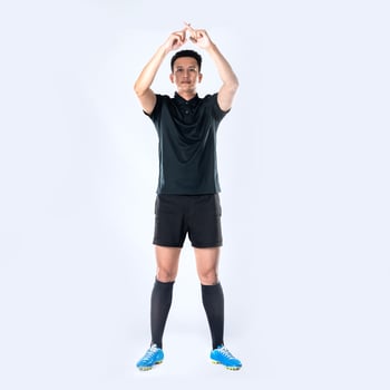 Football referee showing VAR symbol. photo