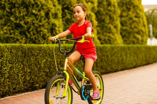 little girl with her bicycle photo