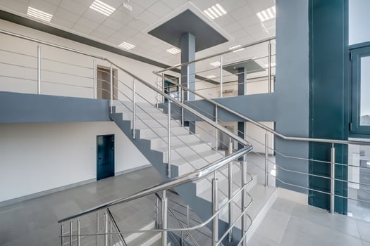 stairs  emergency and evacuation exit stair in up ladder in a new office building photo