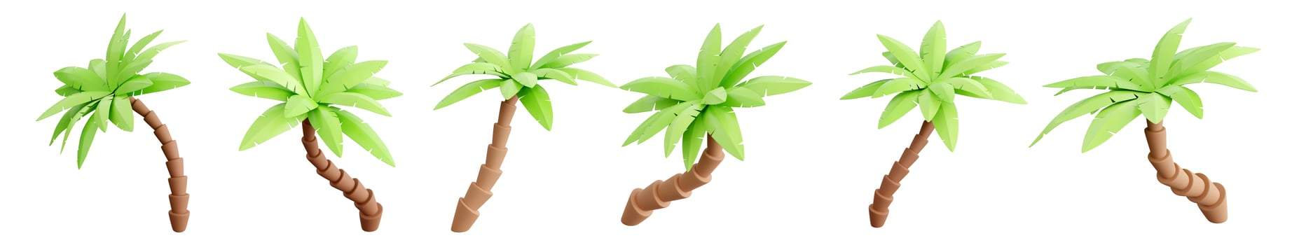 Palm tree 3d render - tropical plant with green leaves and brown trunk for beach vacation and summer travel concept. photo