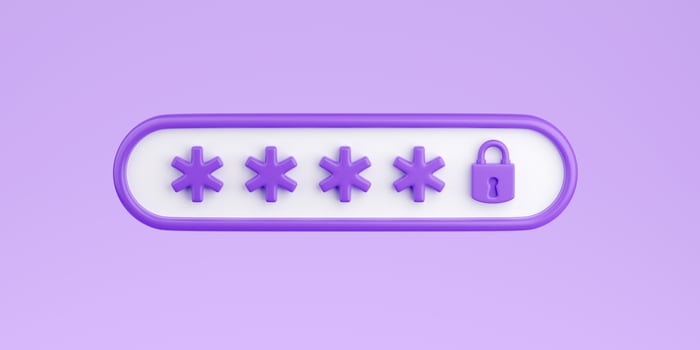Locked password field with closed padlock 3d render - input box with asterisks for passcode or pin photo