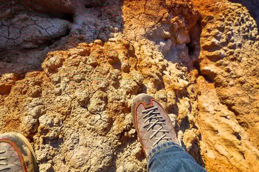 Trekking in The Wucai City Scenic Area near Urumqi, Xinjiang, has a magnificent and dazzling view of the Danxia landform. photo