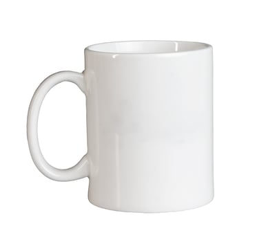 White cup isolate. Side view. Mockup template photo