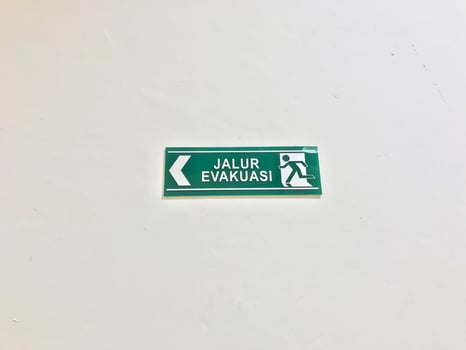 Green fire emergency sign photo