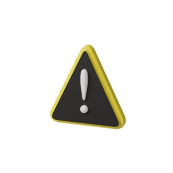 exclamation triangle a warning road sign 3d rendering photo