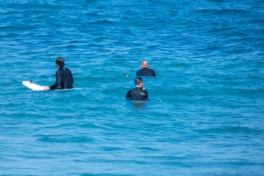 Surf school on an ocean beach photo