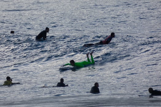Surf school on an ocean beach photo