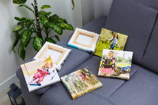 portraits of a little girl on a canvas photo