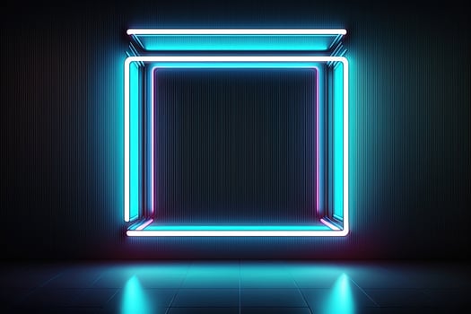 Night Wall Illumination with Neon Colored Glow photo