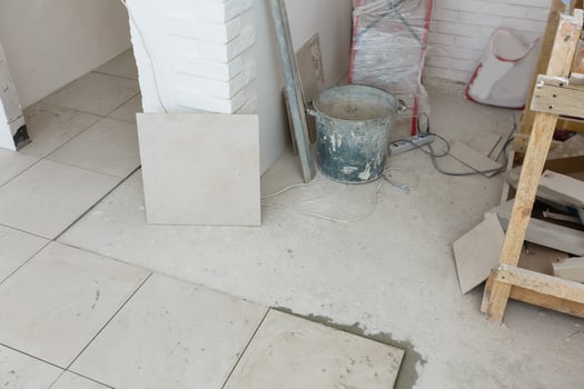 Unfinished apartment interior, repair in a white office room photo