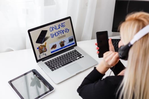Support phone operator in headset at workplace photo