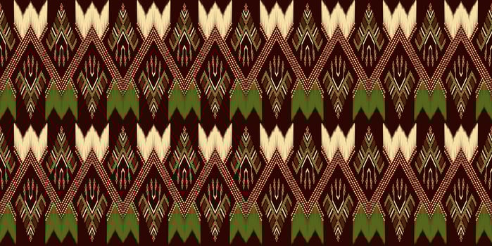 Beautiful colorful Thai knitted embroidery. geometric ethnic oriental pattern traditional on black background, Thai pattern culture, green stylem, clipping path include photo