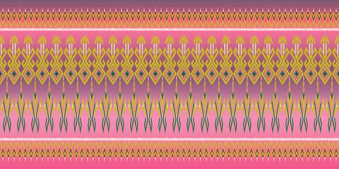 Beautiful colorful Thai knitted embroidery. geometric ethnic oriental pattern traditional on black background, Thai pattern culture, green stylem, clipping path include photo