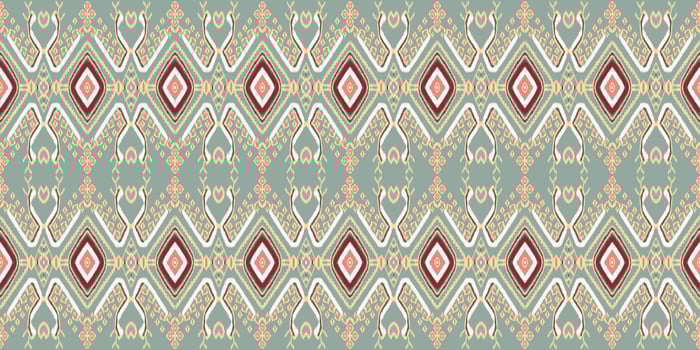 Beautiful colorful Thai knitted embroidery. geometric ethnic oriental pattern traditional on black background, Thai pattern culture, green stylem, clipping path include photo