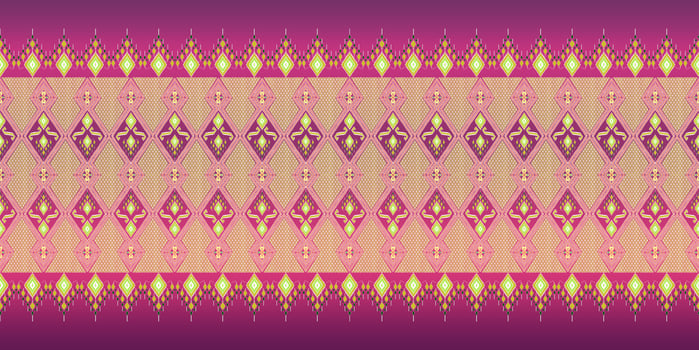 Beautiful colorful Thai knitted embroidery. geometric ethnic oriental pattern traditional on black background, Thai pattern culture, green stylem, clipping path include photo