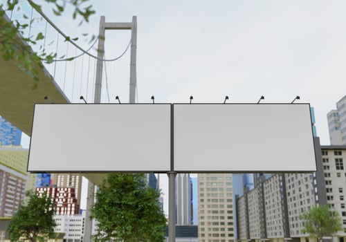 3D mockup blank billboard in downtown rendering photo