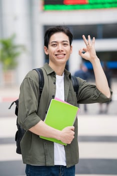 Young Asian student at school photo
