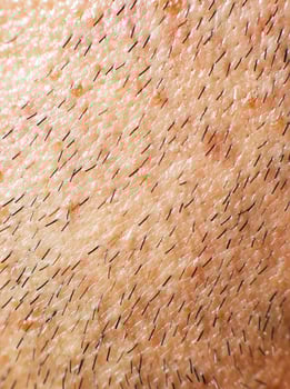 male stubble close. unshaven male cheek. unshaven face of a man photo
