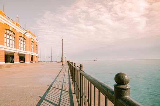March 6 2023. Chicago, Illinois. Architecture and a building at Navy Pier in Chicago. photo