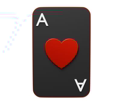 Ace heart playing card 3d. 3d render cartoon minimal icon illustration photo