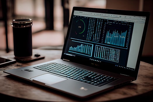 Laptop with analytical data photo