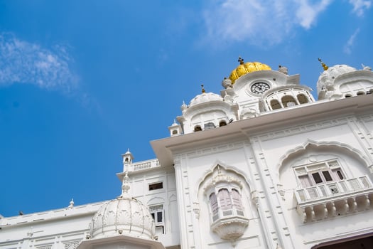 View of details of architecture inside Golden Temple Harmandir Sahib in Amritsar, Punjab, India, Famous indian sikh landmark, Golden Temple, the main sanctuary of Sikhs in Amritsar, India photo