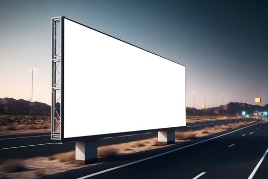 blank billboard on the highway roadside, Large empty highway billboard, Outdoor advertisment marketing billboard mockup on highway photo