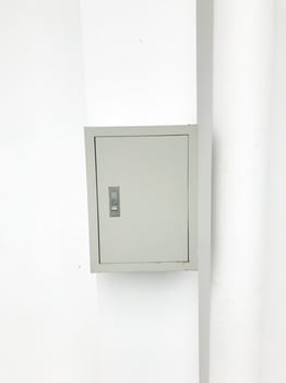 Electrical panel box with white background photo