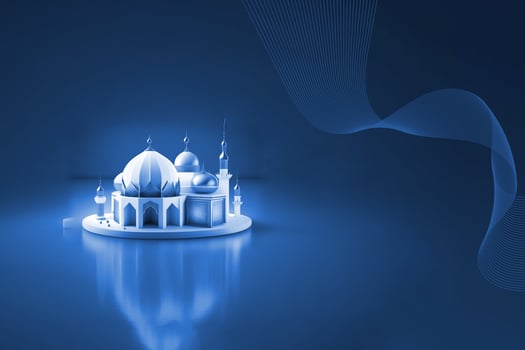 Ramadan Kareem 3d Mosque and lamp Image for  social media banner design photo