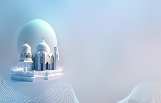 Ramadan Kareem 3d Mosque and lamp Image for  social media banner design photo