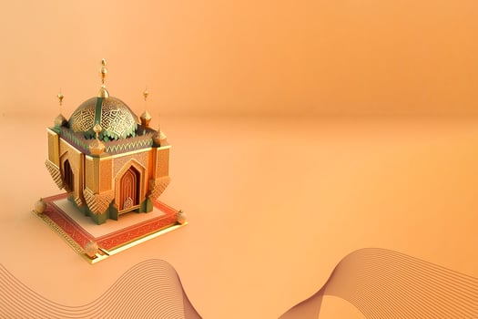 Ramadan Kareem 3d Mosque and lamp Image for  social media banner design photo